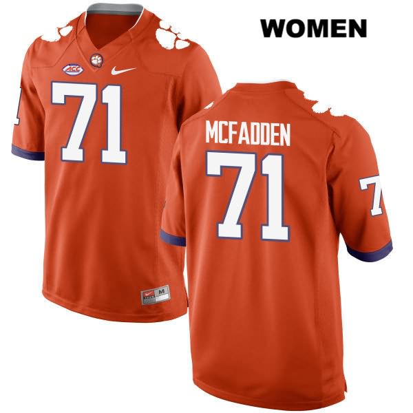 Women's Clemson Tigers #71 Jordan McFadden Stitched Orange Authentic Style 2 Nike NCAA College Football Jersey HFA7246EA